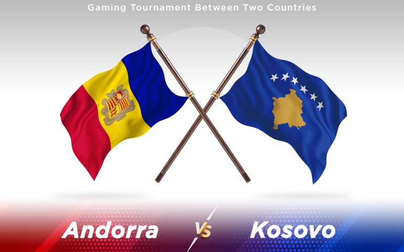Andorra kontra Kosovo två länder flaggor - Illustration