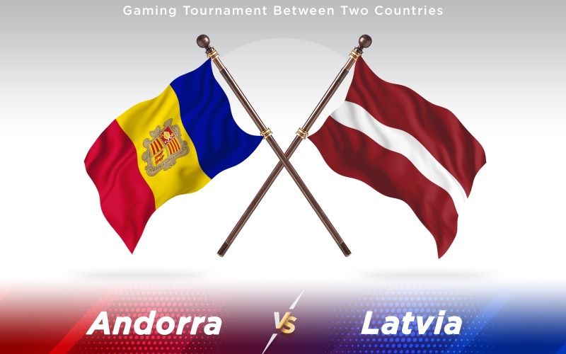 Andorra kontra Lettland två länder flaggor - Illustration