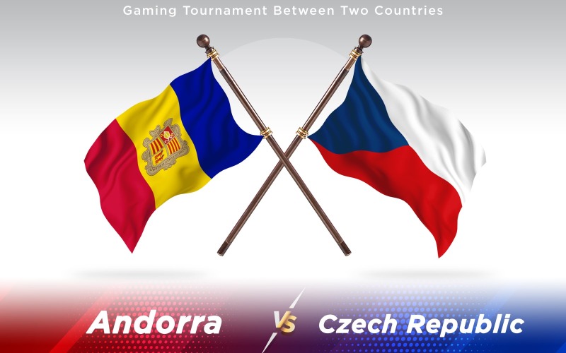 Andorra kontra Tjeckien två länder flaggor - Illustration
