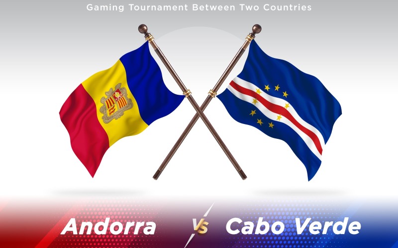 Andorra versus Cabo Verde Two Countries Flags - Illustration