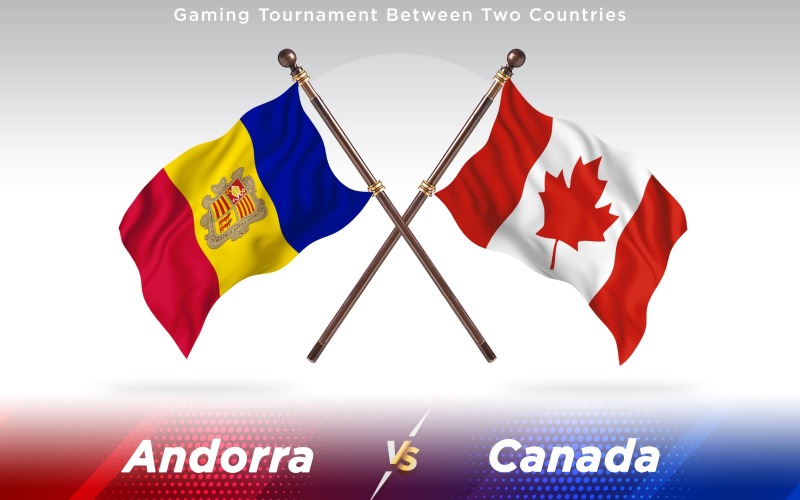 Andorra versus Canada Two Countries Flags - Illustration