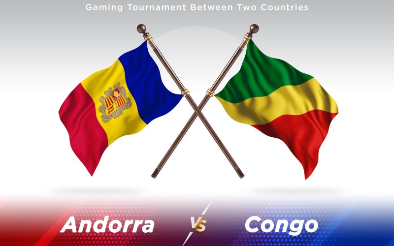 Andorra versus Congo Two Countries Flags - Illustration