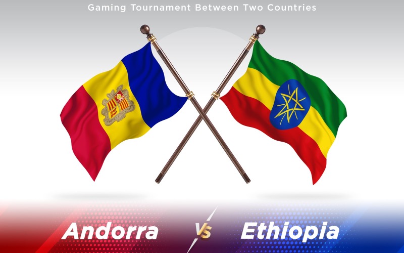 Andorra versus Ethiopia Two Countries Flags - Illustration