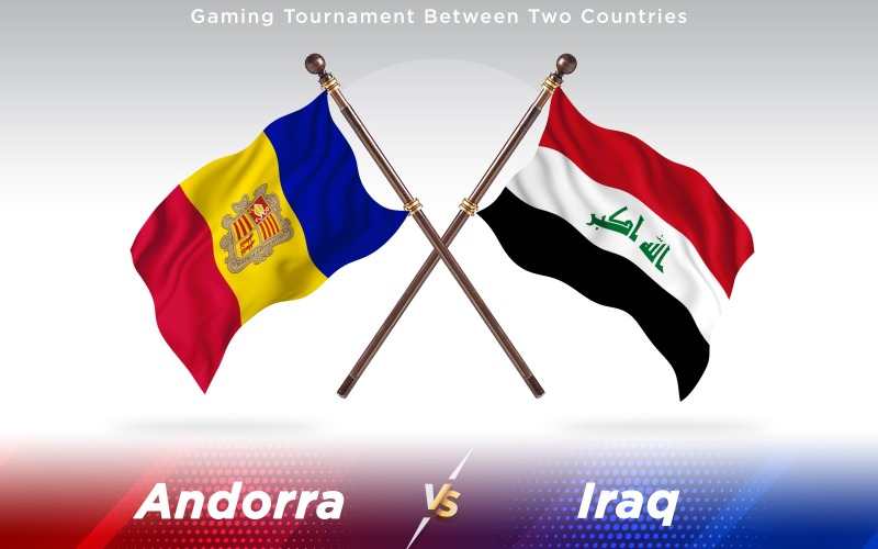 Download Иллюстрация "Andorra versus Iraq Two Countries Flags - Illustration" / Andorra versus Iraq Two Countries Flags - Illustration - Иллюстрация на тему графика national,patriotic,europe,asia,republic,map,flag,country,cartography,geography,nation,illustration,graphic,vector,state,world,isolated,symbol,border,icon