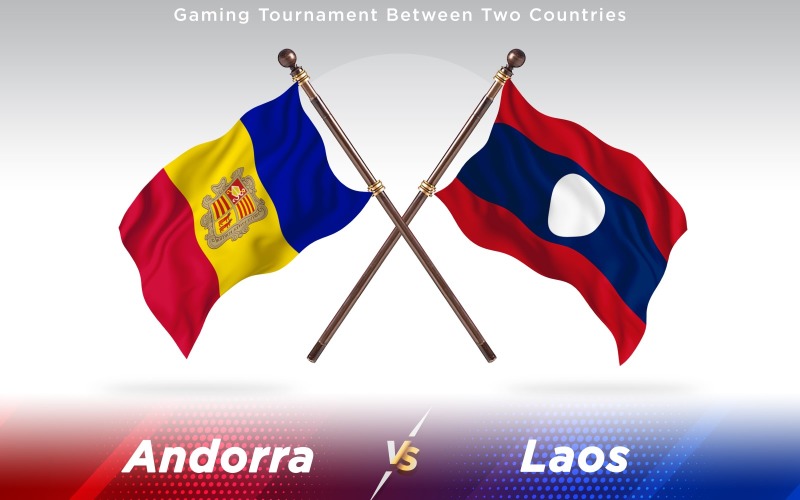 Andorra versus Laos Two Countries Flags - Illustration