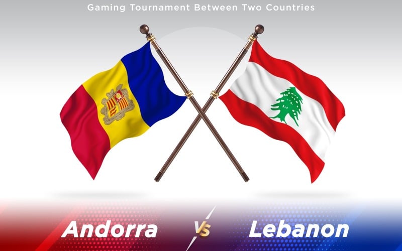 Andorra versus Lebanon Two Countries Flags - Illustration