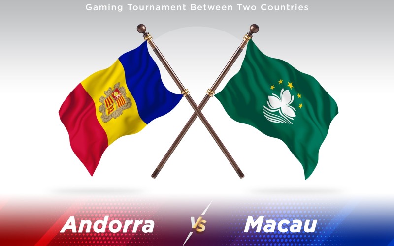 Andorra versus Macau Two Countries Flags - Illustration