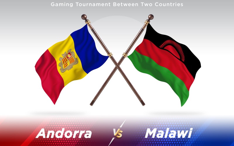 Andorra versus Malawi Two Countries Flags - Illustration