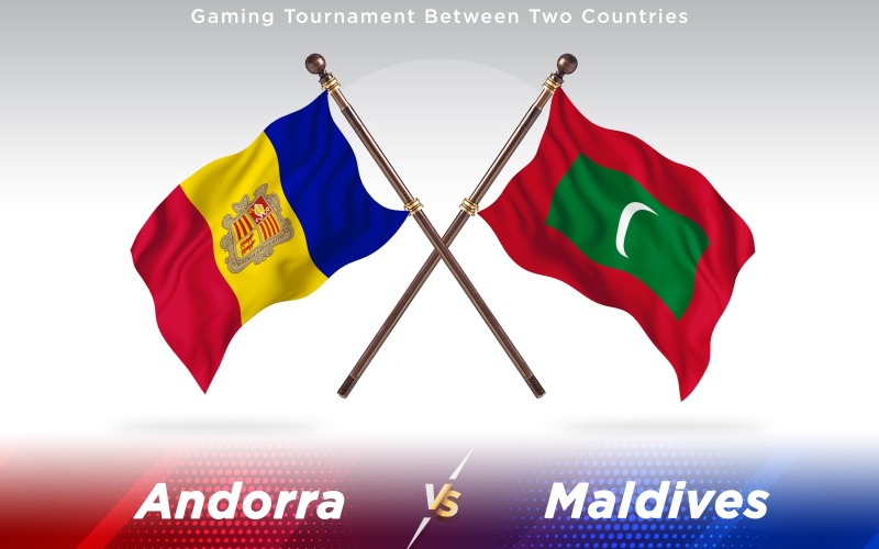 Andorra versus Maldives Two Countries Flags - Illustration