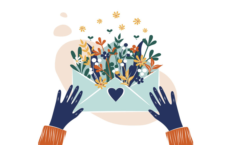 Download Иллюстрация "Love Flower Envelope - Illustration" / Love Flower Envelope - Illustration - Иллюстрация на тему еда и ресторан love,flower,envelope,valentines,day,graphic,template,event,promotion,club,party,couple,romantic,heart,pink,creative,illustration,february,floral,celebration