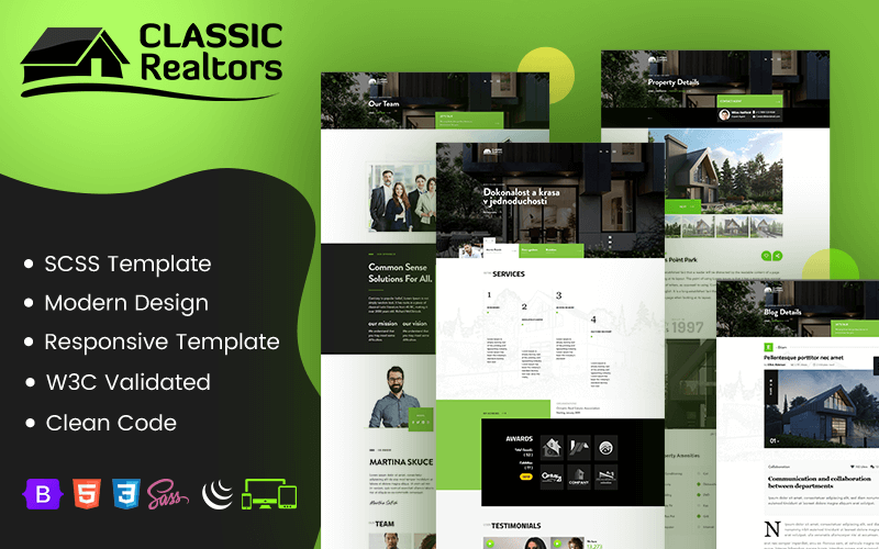 Agents immobiliers classiques - Modèle de site Web HTML5 et SCSS
