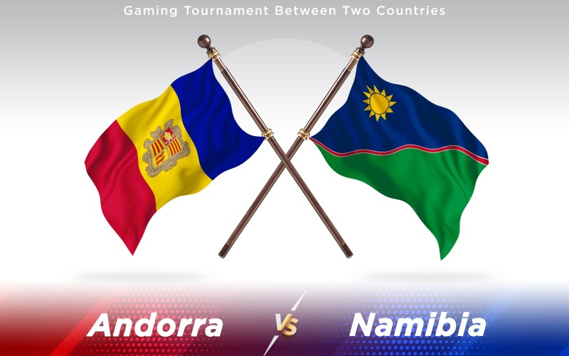 安道尔与纳米比亚两个国家的国旗-光栅插图