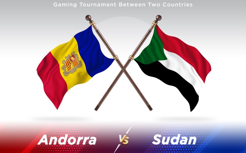 Andorra Contro Il Sudan Due Bandiere Di Paesi - Illustrazione