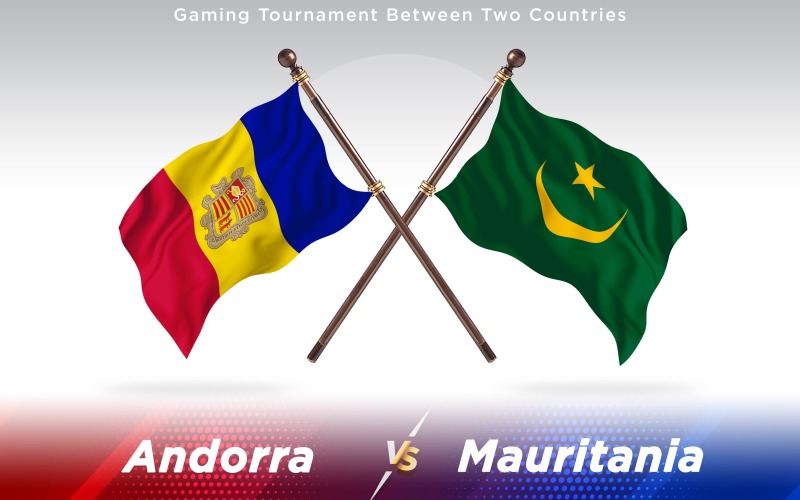Andorra Contro La Mauritania Due Bandiere Di Paesi - Illustrazione