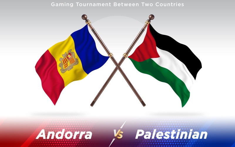 Andorra gegen palästinensische Flaggen aus zwei Ländern - Illustration