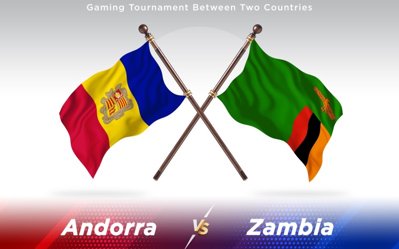 Andorra gegen Sambia Zwei Länder Flaggen - Illustration