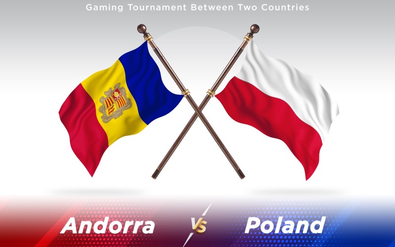 Andorra kontra Lengyelország két ország zászlói - illusztráció