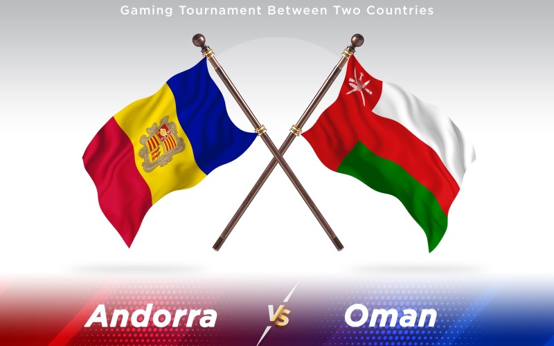 Andorra kontra Omán két ország zászlói - illusztráció
