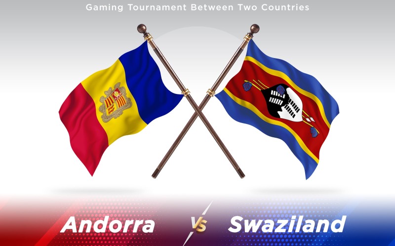 Andorra kontra Swaziland två länder flaggor - Illustration