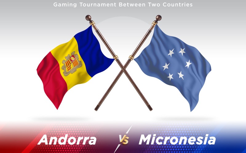 Andorra versus banderas de dos países de Micronesia - ilustración