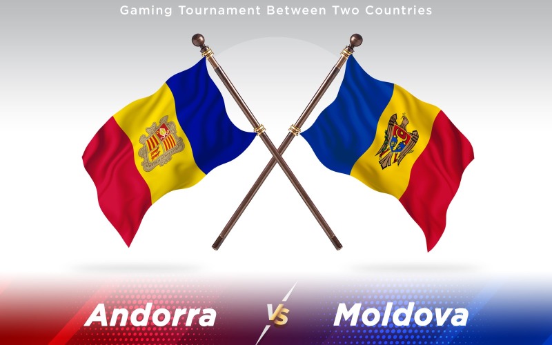 Andorra versus banderas de dos países de Moldavia - ilustración