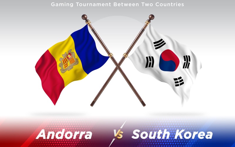 Andorra versus Coreia do Sul Bandeiras de dois países - ilustração