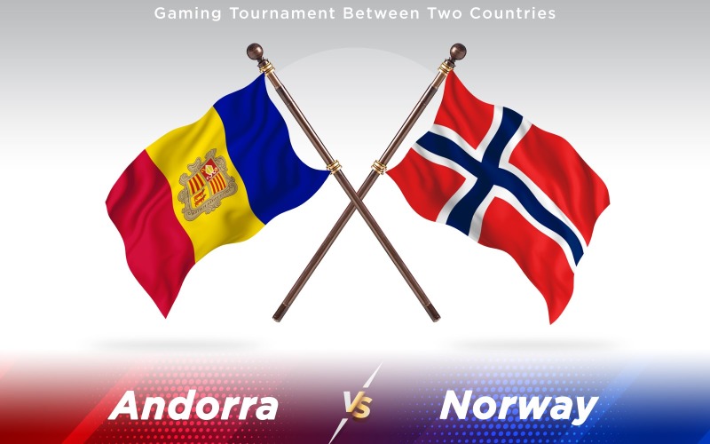 Andorra versus Norway Two Countries Flags - Illustration