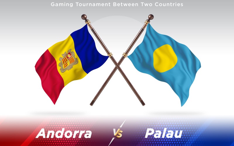 Andorra versus Palau Two Countries Flags - Illustration