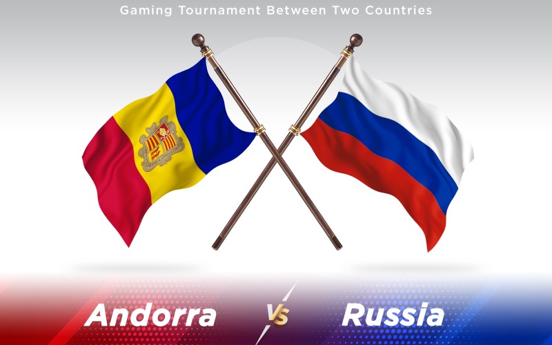 Andorra versus Russia Two Countries Flags - Illustration