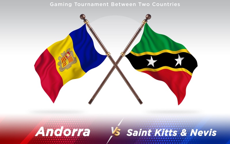 Andorra versus Saint Kitts & Nevis Twee landenvlaggen - illustratie