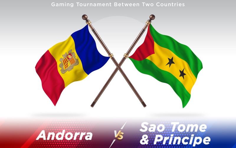 Andorra versus Sao Tome and Principe Two Countries Flags - Illustration