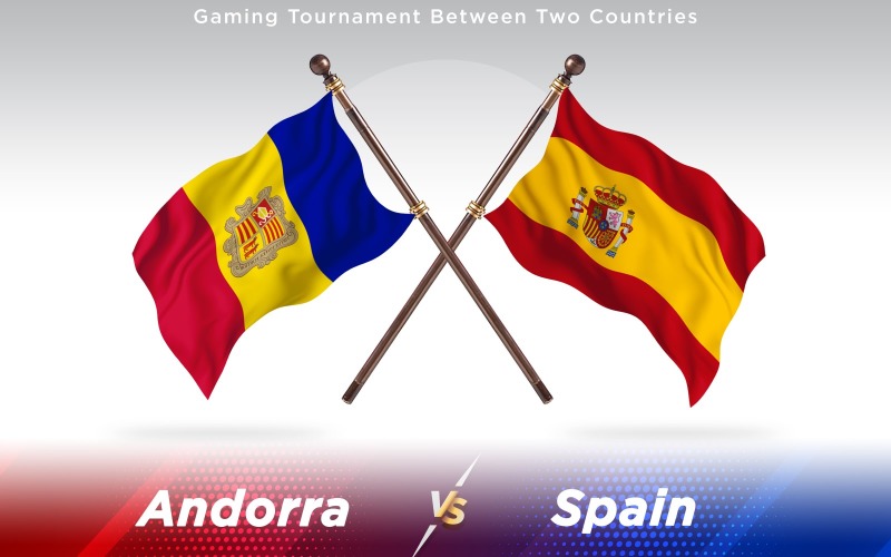 Download Иллюстрация "Andorra versus Spain  Two Countries Flags - Illustration" / Andorra versus Spain  Two Countries Flags - Illustration - Иллюстрация на тему графика national,patriotic,europe,asia,republic,map,flag,country,cartography,geography,nation,illustration,graphic,vector,state,world,isolated,symbol,border,icon