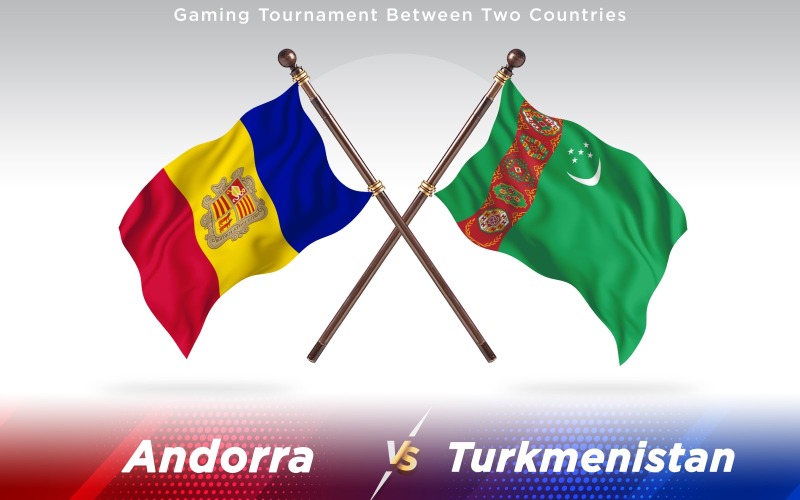 Andorra versus Turcomenistão Bandeiras de dois países - ilustração