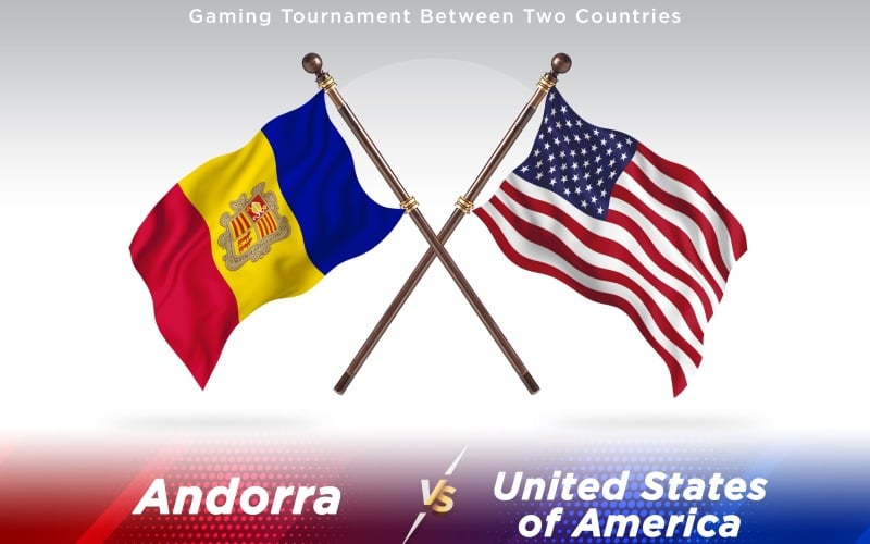 Download Иллюстрация "Andorra versus United States of America  Two Countries Flags - Illustration" / Andorra versus United States of America  Two Countries Flags - Illustration - Иллюстрация на тему графика national,patriotic,europe,asia,republic,map,flag,country,cartography,geography,nation,illustration,graphic,vector,state,world,isolated,symbol,border,icon