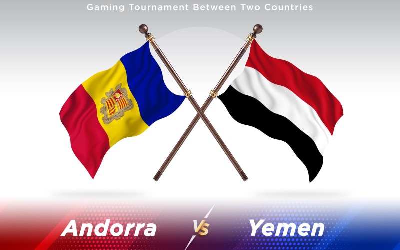 Download Иллюстрация "Andorra versus Yemen Two Countries Flags - Illustration" / Andorra versus Yemen Two Countries Flags - Illustration - Иллюстрация на тему графика national,patriotic,europe,asia,republic,map,flag,country,cartography,geography,nation,illustration,graphic,vector,state,world,isolated,symbol,border,icon