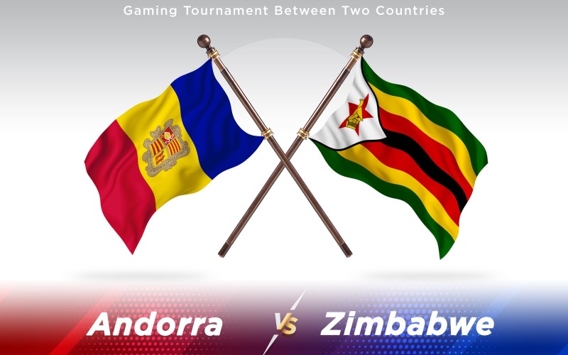Andorra versus Zimbábue - Bandeiras de dois países - ilustração