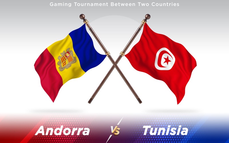 Andorre contre Tunisie Drapeaux de deux pays - Illustration