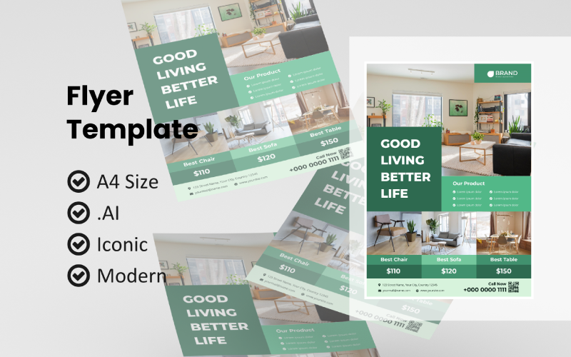 Download Фирменный стиль "Business Furniture Interior Flyer - Corporate Identity Template" / Business Furniture Interior Flyer - Corporate Identity Template - Фирменный стиль на тему графика flyer template,flyer business,print template,advertising,promotion flyer,brochure template,flyer mockup,flyer bundle template,business furniture flyer,interior flyer,interior design flyer