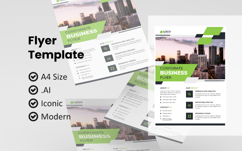 Download Фирменный стиль "Business Green Flyer - Corporate Identity Template" / Business Green Flyer - Corporate Identity Template - Фирменный стиль на тему графика flyer template,flyer business,print template,advertising,promotion flyer,brochure template,flyer mockup,flyer bundle template