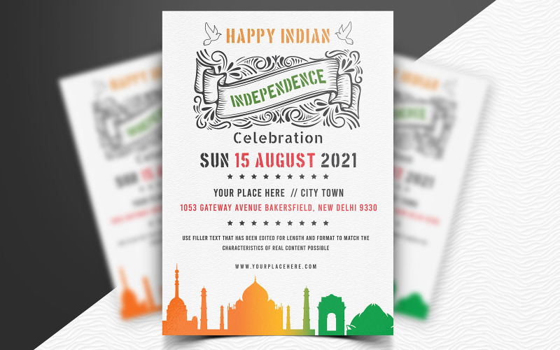 Download Фирменный стиль "Deco - Indian Independence Day Flyer - Corporate Identity Template" / Deco - Indian Independence Day Flyer - Corporate Identity Template - Фирменный стиль на тему графика independenceday,aug15,indian,blue,india,fest,festival,event,promotion,multipurpose,vector,silhouette,newdesign,modernflyer,flyer