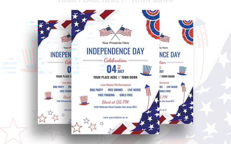 Download Фирменный стиль "Grainy - Independence Day Flyer Design - Corporate Identity Template" / Grainy - Independence Day Flyer Design - Corporate Identity Template - Фирменный стиль на тему графика independence,day,flyer,celebration,party,july,event,america,poster,print,flag,stars,template,festival,4th