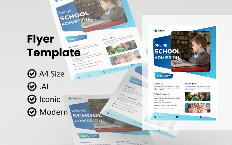 Download Фирменный стиль "School Online Class Flyer - Corporate Identity Template" / School Online Class Flyer - Corporate Identity Template - Фирменный стиль на тему графика flyer template,flyer business,print template,advertising,promotion flyer,brochure template,flyer mockup,flyer bundle template,school online class flyer,online class,school online,online cours