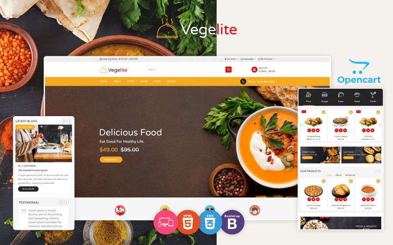 Vegelite - Eten OpenCart-sjabloon