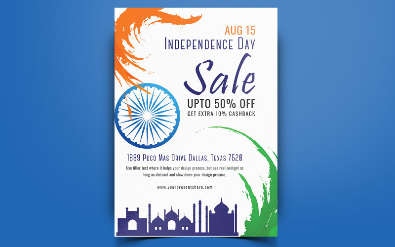 Download Фирменный стиль "Viol - Indian Independence Day Flyer - Corporate Identity Template" / Viol - Indian Independence Day Flyer - Corporate Identity Template - Фирменный стиль на тему графика independenceday,aug15,indian,blue,india,fest,festival,event,promotion,multipurpose,vector,silhouette,newdesign,modernflyer,flyer