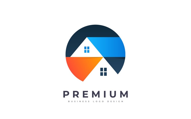 Download Шаблон логотипа "Gradient Style House Real Estate Property Design Logo Template" / Gradient Style House Real Estate Property Design Logo Template - Шаблон логотипа на тему графика brand,branding,build,builder,building,construction,contractor,eco,eco home,eco house,ecological,environment,green,green house,home,house,identity,leaf,location,neighborhood