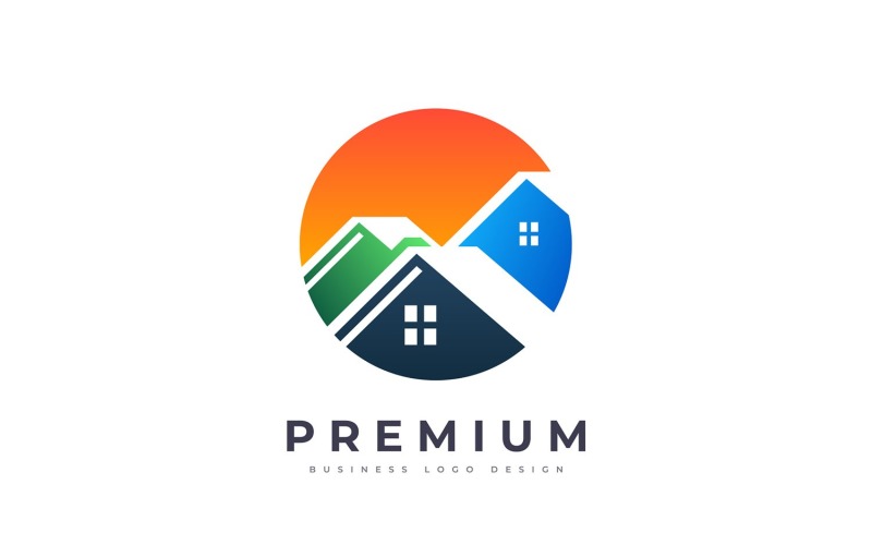 Download Шаблон логотипа "gradient style house real estate property logo design Logo Template" / gradient style house real estate property logo design Logo Template - Шаблон логотипа на тему графика brand,branding,build,builder,building,construction,contractor,eco,eco home,eco house,ecological,environment,green,green house,home,house,identity,leaf,location,neighborhood