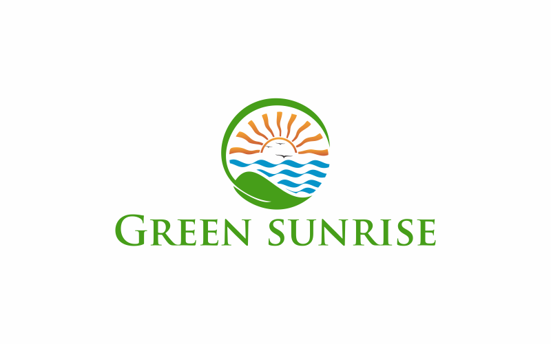 Download Шаблон логотипа "Green Sunrise Logo Template" / Green Sunrise Logo Template - Шаблон логотипа на тему графика green,nature,sunset,landscape,sun,sunrise,background,travel,tree,natural,design,color,scenery,sunshine,graphic,yellow,vector,sunny,land,fresh