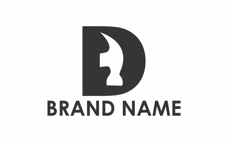 Plantilla de logotipo letra D martillo