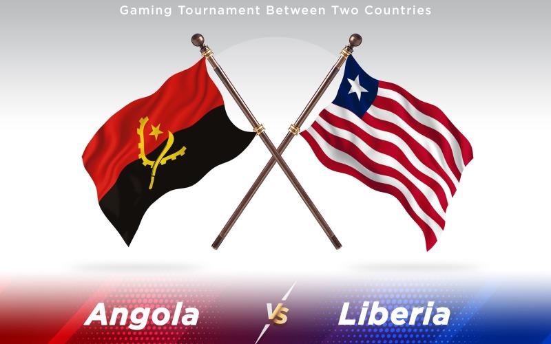 Angola versus Liberia Two Countries Flags - Illustration