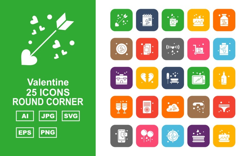 Download Набор иконок "25 Premium Valentine Round Corner Icon Set" / 25 Premium Valentine Round Corner Icon Set - Набор иконок на тему culture arrow,heart broken,cloud,telephone,underwea,mobile,balloon,target,cake,document,tea,bottle,heart,phone,wifi,trolly,bag,briefcase,bench,mobile tablet